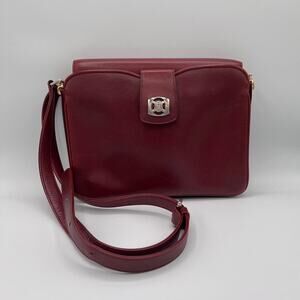 Vintage Celine Triomphe Burgundy Shoulder Bag